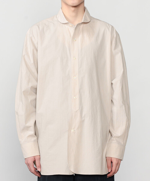 HAVERSACK（ハバーザック）の「HAVERSACK | 〈別注〉丸襟シャツ MEN（シャツ/ブラウス・メンズ・ベージュ/チャコール・M/L/XL）」の6枚目の写真