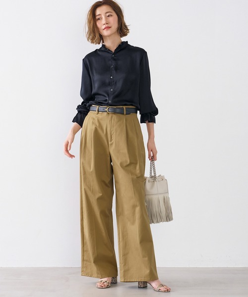（新品）MICA & DEAL ネイビー チノパンツ セール】チノワイドパンツ〈3サイズ展開〉（チノパンツ