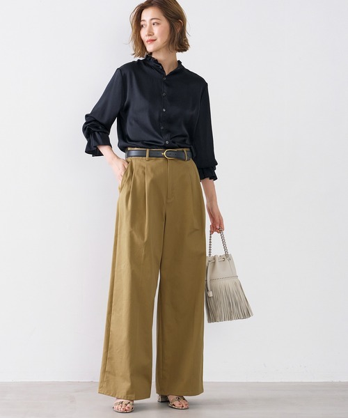 MICA&DEAL（マイカ＆ディール）の「チノワイドパンツ〈3サイズ展開〉（チノパンツ・レディース・キャメル/ベージュ/オフホワイト・34/36/38）」の14枚目の写真