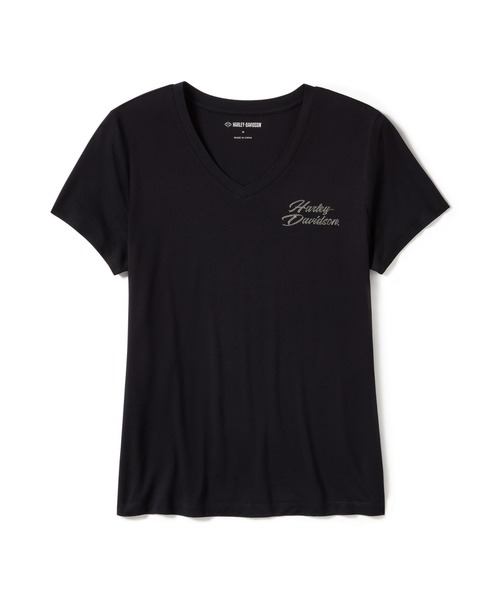 Harley-Davidson(ハーレーダビッドソン)の「ローズ&ソーンブリングVネックTシャツ(Tシャツ/カットソー・レディース・ブラック系その他・SMALL/MEDIUM/LARGE/X-SMALL/X-LARGE)」の2枚目の写真