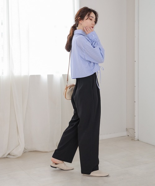 Bab（バブ）の「ストライプシャーリング リボンブラウス（シャツ/ブラウス・レディース・オフホワイト/サックスブルー/ブラック・M）」の7枚目の写真