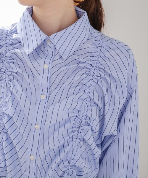 Bab（バブ）の「ストライプシャーリング リボンブラウス（シャツ/ブラウス・レディース・オフホワイト/サックスブルー/ブラック・M）」の12枚目の写真