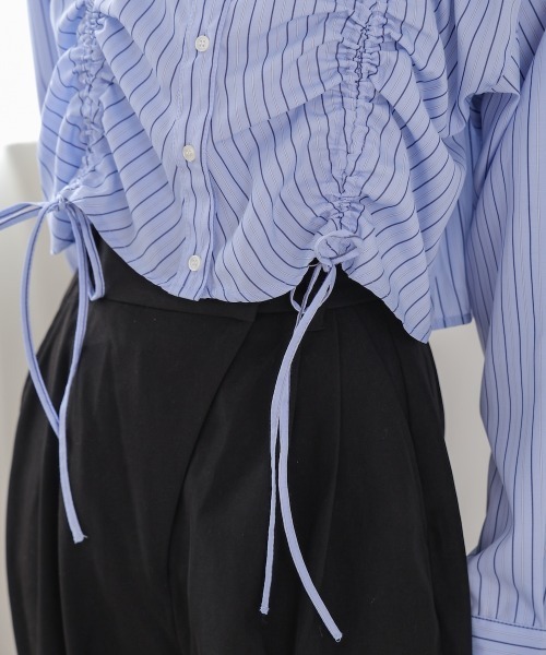 Bab（バブ）の「ストライプシャーリング リボンブラウス（シャツ/ブラウス・レディース・オフホワイト/サックスブルー/ブラック・M）」の15枚目の写真