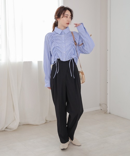 Bab（バブ）の「ストライプシャーリング リボンブラウス（シャツ/ブラウス・レディース・オフホワイト/サックスブルー/ブラック・M）」の20枚目の写真