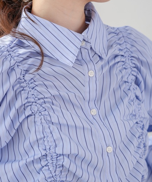 Bab（バブ）の「ストライプシャーリング リボンブラウス（シャツ/ブラウス・レディース・オフホワイト/サックスブルー/ブラック・M）」の16枚目の写真