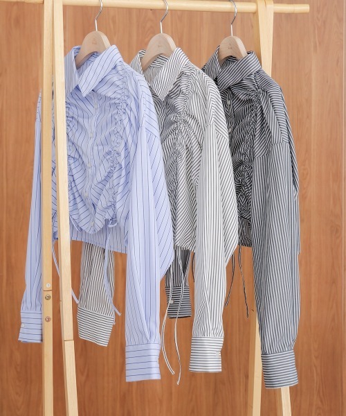 Bab（バブ）の「ストライプシャーリング リボンブラウス（シャツ/ブラウス・レディース・オフホワイト/サックスブルー/ブラック・M）」の18枚目の写真