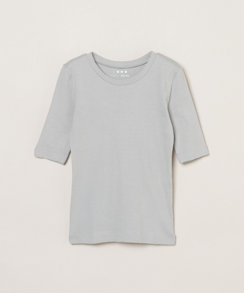 three dots（スリードッツ）の「ファンデーションコットン Tシャツ（Tシャツ/カットソー・レディース・ブラック/ネイビー/ホワイト/ブラック系その他/グレー・MEDIUM/SMALL）」の4枚目の写真