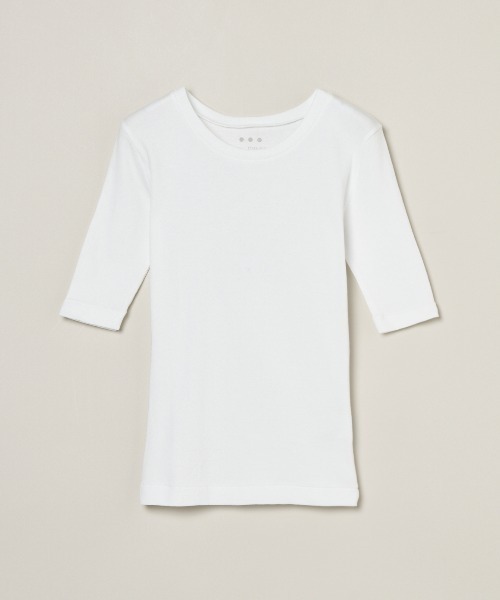 three dots（スリードッツ）の「ファンデーションコットン Tシャツ（Tシャツ/カットソー・レディース・ブラック/ネイビー/ホワイト/ブラック系その他/グレー・MEDIUM/SMALL）」の2枚目の写真