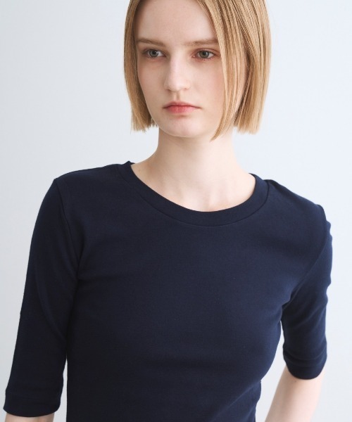 three dots（スリードッツ）の「ファンデーションコットン Tシャツ（Tシャツ/カットソー・レディース・ブラック/ネイビー/ホワイト/ブラック系その他/グレー・MEDIUM/SMALL）」の8枚目の写真