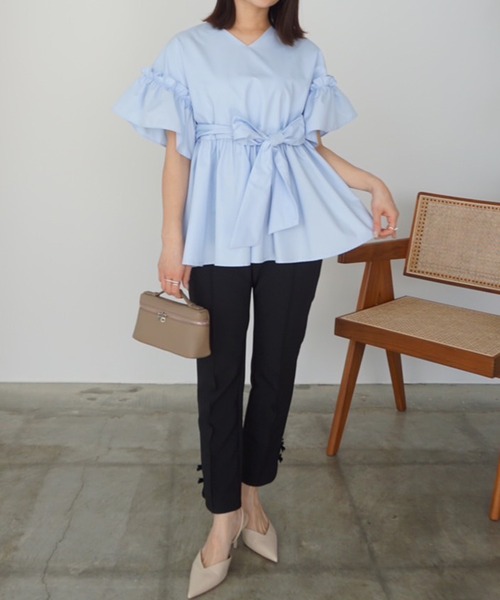 Fit more(フィットモア)の「リボンスリットテーパードパンツ(その他パンツ・レディース・ネイビー/ピンク/ブラック・PS/S/M)」の7枚目の写真