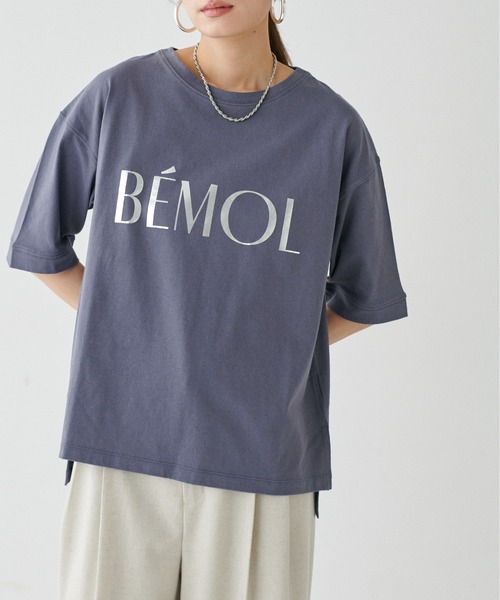 LARUTA(ラルータ)の「【LARUTA】6分袖ロゴT(Tシャツ/カットソー・レディース・チャコールグレー/イエロー/ネイビー/オフホワイト・FREE)」の3枚目の写真