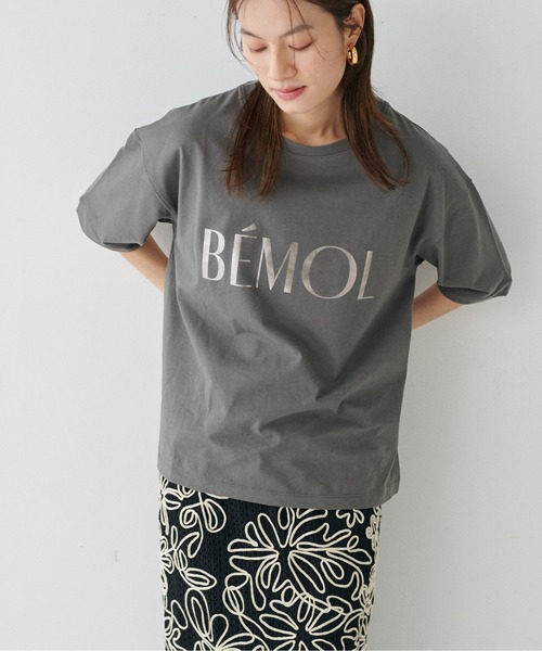 LARUTA(ラルータ)の「【LARUTA】6分袖ロゴT(Tシャツ/カットソー・レディース・チャコールグレー/イエロー/ネイビー/オフホワイト・FREE)」の2枚目の写真