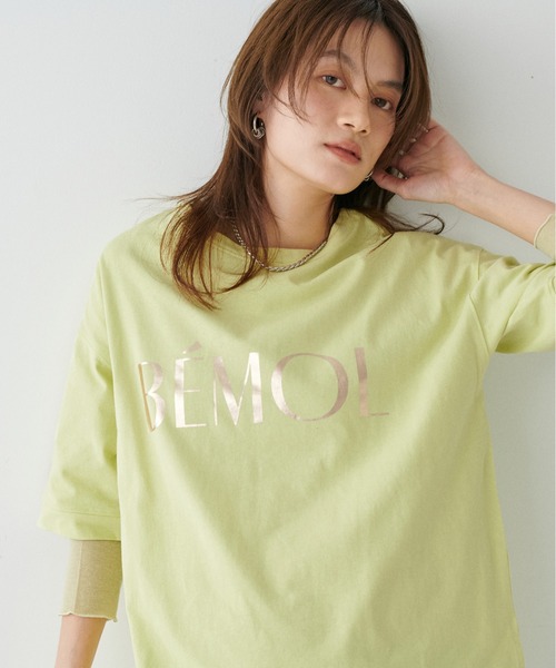 LARUTA(ラルータ)の「【LARUTA】6分袖ロゴT(Tシャツ/カットソー・レディース・チャコールグレー/イエロー/ネイビー/オフホワイト・FREE)」の4枚目の写真