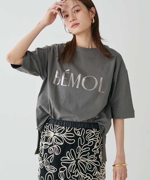 LARUTA(ラルータ)の「【LARUTA】6分袖ロゴT(Tシャツ/カットソー・レディース・チャコールグレー/イエロー/ネイビー/オフホワイト・FREE)」の13枚目の写真