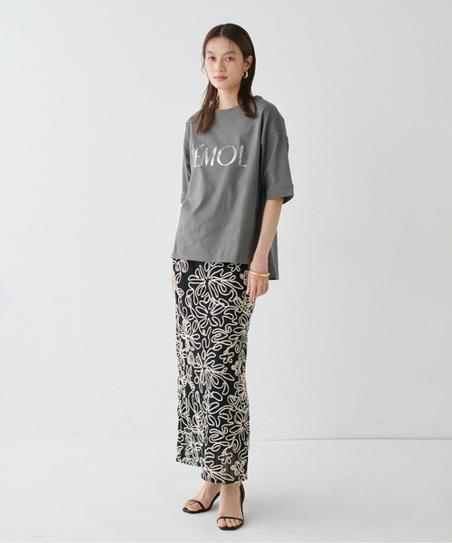 LARUTA(ラルータ)の「【LARUTA】6分袖ロゴT(Tシャツ/カットソー・レディース・チャコールグレー/イエロー/ネイビー/オフホワイト・FREE)」の18枚目の写真