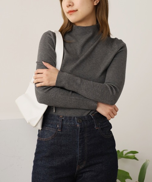 ROOPTOKYO（ループトウキョウ）の「細リブハイネックトップス 秋物 秋服 2026年秋冬 冬服（ニット/セーター・レディース・ブラック/グレー/ホワイト/ベージュ・FREE）」の17枚目の写真
