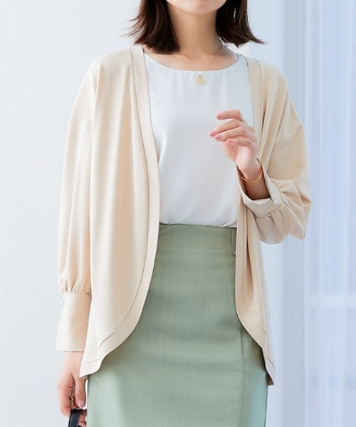 7days Life Styling(セブンデイズライフスタイリング)の「シルケットポンチ袖ボリュームトッパーカーディガン(カーディガン/ボレロ・レディース・グレイッシュベージュ/ブラック/オフホワイト/ミント・S/L/3L/M/LL)」の15枚目の写真