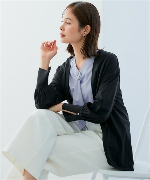 7days Life Styling(セブンデイズライフスタイリング)の「シルケットポンチ袖ボリュームトッパーカーディガン(カーディガン/ボレロ・レディース・グレイッシュベージュ/ブラック/オフホワイト/ミント・S/L/3L/M/LL)」の7枚目の写真