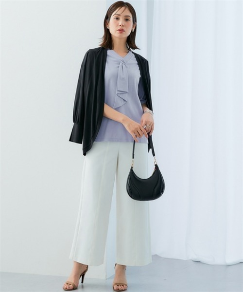 7days Life Styling(セブンデイズライフスタイリング)の「シルケットポンチ袖ボリュームトッパーカーディガン(カーディガン/ボレロ・レディース・グレイッシュベージュ/ブラック/オフホワイト/ミント・S/L/3L/M/LL)」の9枚目の写真