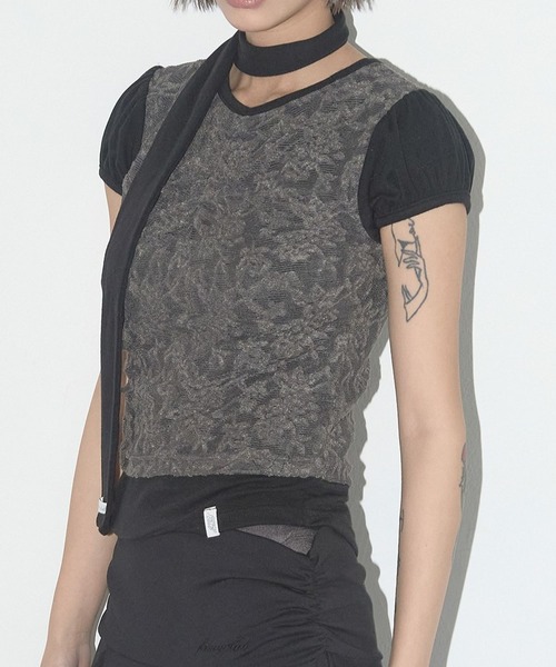 tシャツ FANCY CLUB／レーススカーフSET T レディース FANCY CLUB／レーススカーフSET T（Tシャツ/カットソー）｜FANCY