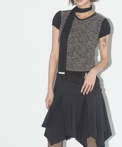FANCY CLUB(ファンシークラブ)の「FANCY CLUB/レーススカーフSET T(Tシャツ/カットソー・レディース・グレー/ブラック・FREE)」の7枚目の写真