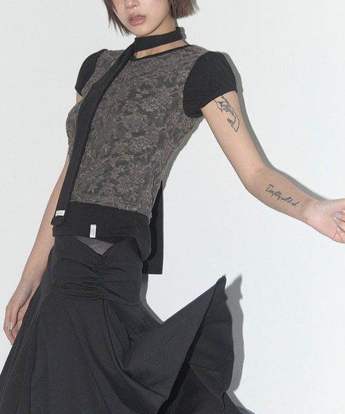 tシャツ FANCY CLUB／レーススカーフSET T レディース FANCY CLUB／レーススカーフSET T（Tシャツ/カットソー）｜FANCY