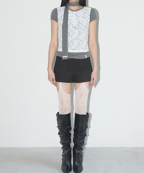 tシャツ FANCY CLUB／レーススカーフSET T レディース FANCY CLUB／レーススカーフSET T（Tシャツ/カットソー）｜FANCY