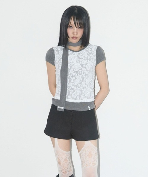 tシャツ FANCY CLUB／レーススカーフSET T レディース FANCY CLUB／レーススカーフSET T（Tシャツ/カットソー）｜FANCY