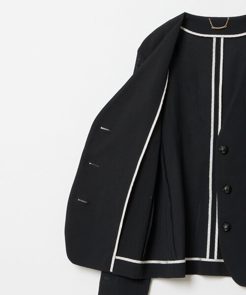 G5635*allureville アルアバイル☆ノーカラージャケット☆黒☆1 マットストレッチノーカラージャケット|allureville OFFICIAL