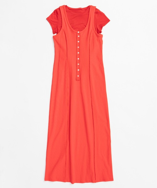 メゾンスペシャル Henry Neck Layered Dress SALE】Henry Neck Layered Cut And Sew Dress