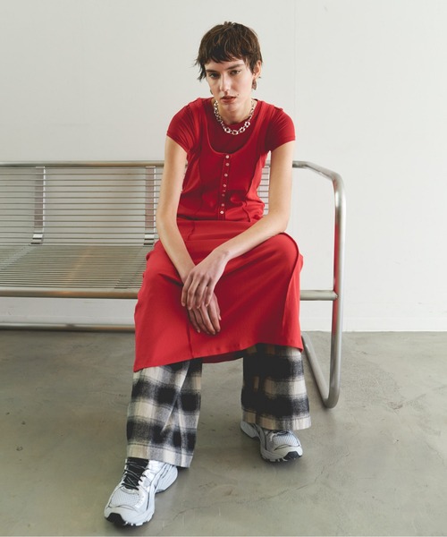 MAISON SPECIAL(メゾンスペシャル)の「Henry Neck Layered Cut And Sew Dress/ヘンリーネックレイヤードカットワンピース(ワンピース・レディース・ブラック/レッド/グレー・38/36)」の5枚目の写真