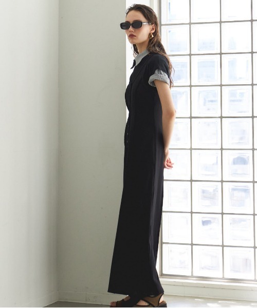 セール】Henry Neck Layered Cut And Sew Dress/ヘンリーネック