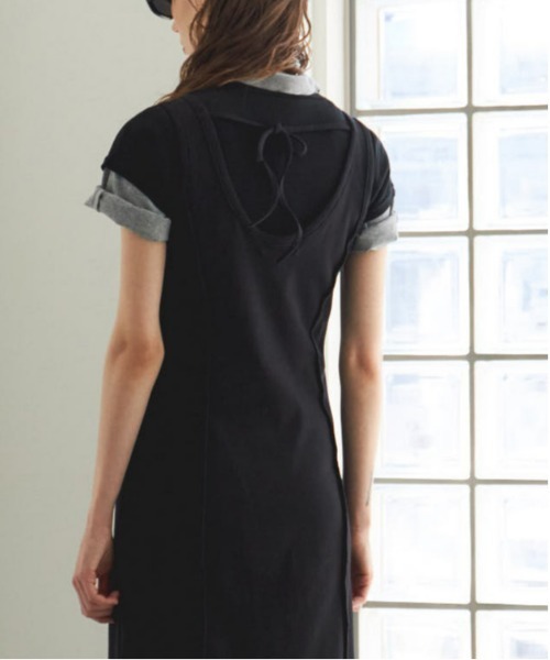 セール】Henry Neck Layered Cut And Sew Dress/ヘンリーネック