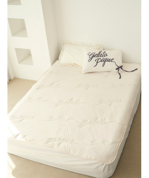 【Sleep】【接触冷感】リボンロゴ敷きパッド（セミダブル）