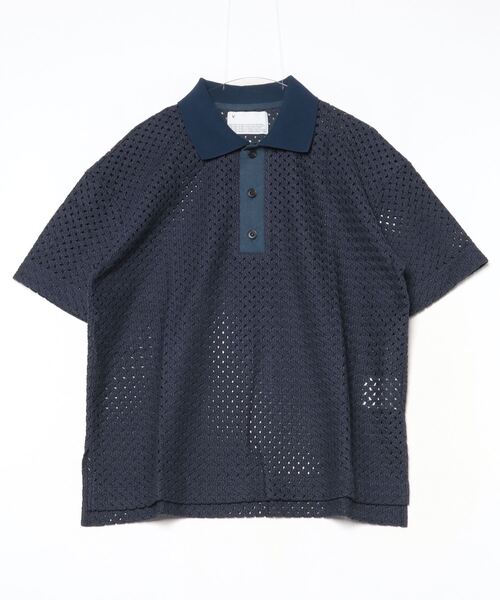 VOAAOV(ヴォアーブ)の「【VOAAOV】 RASCHEL MESH Polo Shirt(ポロシャツ・メンズ・ブラック/ネイビー/チャコールグレー/オフホワイト・1/2)」の4枚目の写真