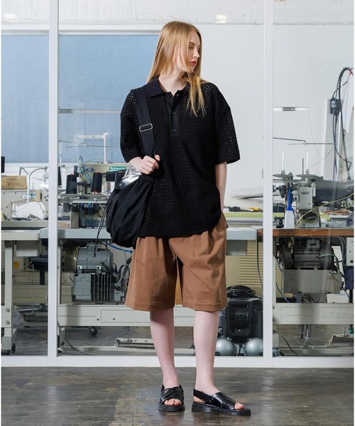 VOAAOV(ヴォアーブ)の「【VOAAOV】 RASCHEL MESH Polo Shirt(ポロシャツ・メンズ・ブラック/ネイビー/チャコールグレー/オフホワイト・1/2)」の11枚目の写真