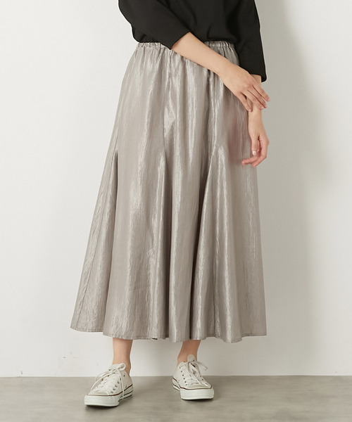 MELROSE claire（メルローズ クレール）の「【ブライトワッシャークロス6枚接ぎスカート】（スカート・レディース・ブラック/ブラウン系その他/シルバー・FREE）」の2枚目の写真