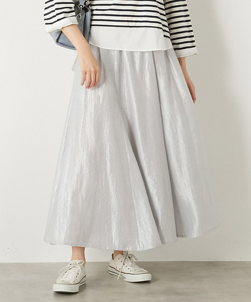 MELROSE claire（メルローズ クレール）の「【ブライトワッシャークロス6枚接ぎスカート】（スカート・レディース・ブラック/ブラウン系その他/シルバー・FREE）」の3枚目の写真