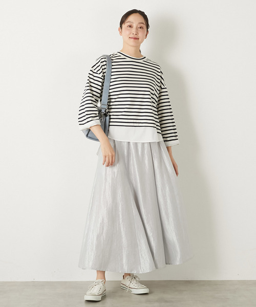 MELROSE claire（メルローズ クレール）の「【ブライトワッシャークロス6枚接ぎスカート】（スカート・レディース・ブラック/ブラウン系その他/シルバー・FREE）」の14枚目の写真