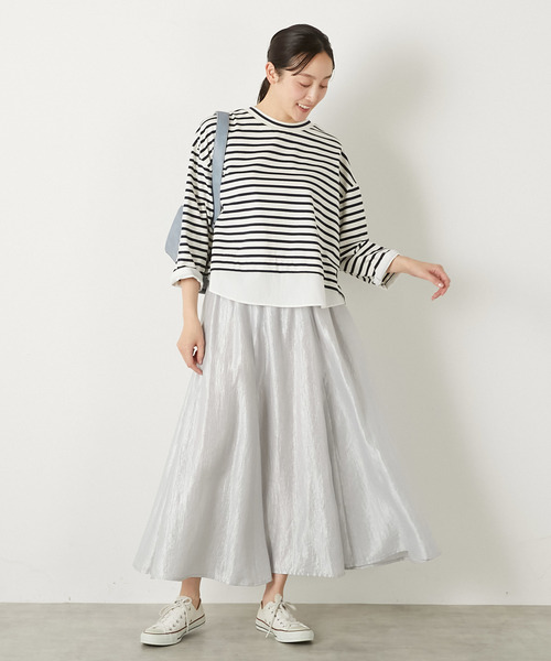 MELROSE claire（メルローズ クレール）の「【ブライトワッシャークロス6枚接ぎスカート】（スカート・レディース・ブラック/ブラウン系その他/シルバー・FREE）」の18枚目の写真