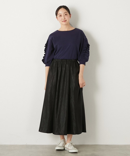 MELROSE claire（メルローズ クレール）の「【ブライトワッシャークロス6枚接ぎスカート】（スカート・レディース・ブラック/ブラウン系その他/シルバー・FREE）」の8枚目の写真