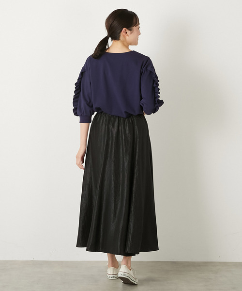 MELROSE claire（メルローズ クレール）の「【ブライトワッシャークロス6枚接ぎスカート】（スカート・レディース・ブラック/ブラウン系その他/シルバー・FREE）」の10枚目の写真