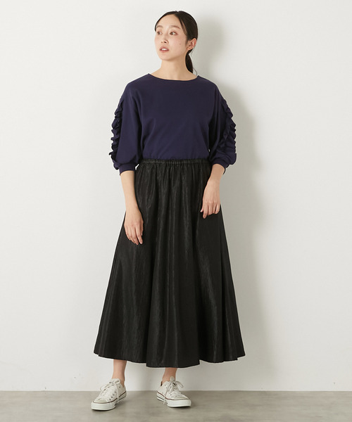 MELROSE claire（メルローズ クレール）の「【ブライトワッシャークロス6枚接ぎスカート】（スカート・レディース・ブラック/ブラウン系その他/シルバー・FREE）」の12枚目の写真