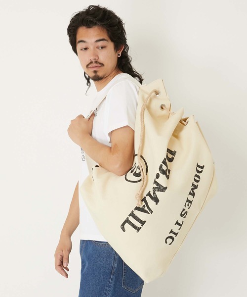 HOLLYWOOD RANCH MARKET（ハリウッドランチマーケット）の「ポリエステルキャンバス B.B.MAIL ランドリーバッグ（ショルダーバッグ・メンズ・ブラック/ナチュラル・ONE SIZE）」の8枚目の写真