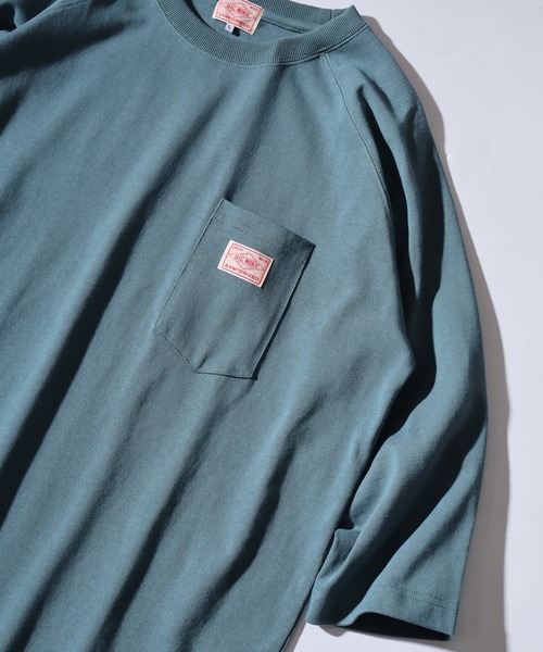 BIG MIKE(ビッグマイク)の「BIG MIKE Sunglasses Pocket Tee サングラスポケット ワイド7分袖Tシャツ(Tシャツ/カットソー・メンズ・キナリ/スミクロ/グリーン・XL/L/M)」の1枚目の写真