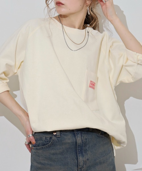 BIG MIKE(ビッグマイク)の「BIG MIKE Sunglasses Pocket Tee サングラスポケット ワイド7分袖Tシャツ(Tシャツ/カットソー・メンズ・キナリ/スミクロ/グリーン・XL/L/M)」の16枚目の写真