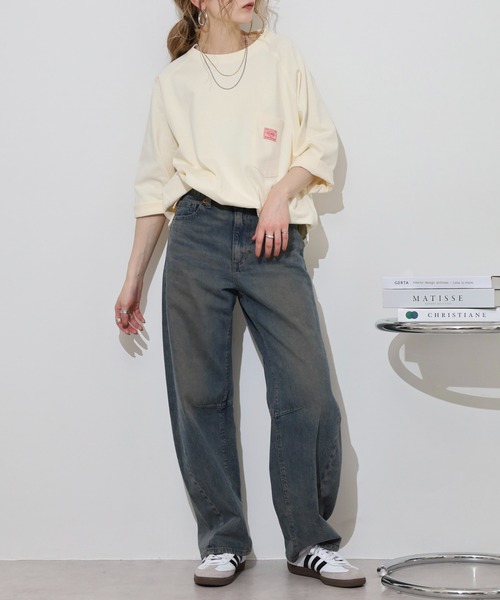 BIG MIKE(ビッグマイク)の「BIG MIKE Sunglasses Pocket Tee サングラスポケット ワイド7分袖Tシャツ(Tシャツ/カットソー・メンズ・キナリ/スミクロ/グリーン・XL/L/M)」の6枚目の写真