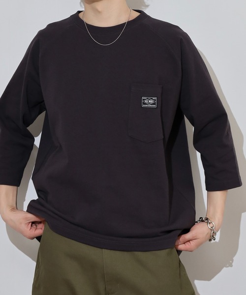BIG MIKE(ビッグマイク)の「BIG MIKE Sunglasses Pocket Tee サングラスポケット ワイド7分袖Tシャツ(Tシャツ/カットソー・メンズ・キナリ/スミクロ/グリーン・XL/L/M)」の7枚目の写真