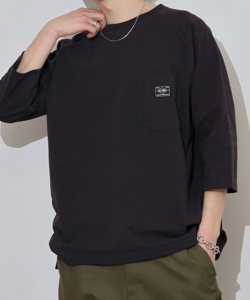 BIG MIKE(ビッグマイク)の「BIG MIKE Sunglasses Pocket Tee サングラスポケット ワイド7分袖Tシャツ(Tシャツ/カットソー・メンズ・キナリ/スミクロ/グリーン・XL/L/M)」の9枚目の写真