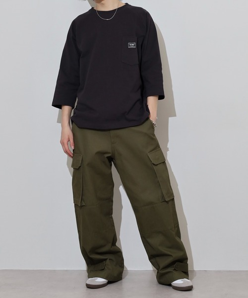 BIG MIKE(ビッグマイク)の「BIG MIKE Sunglasses Pocket Tee サングラスポケット ワイド7分袖Tシャツ(Tシャツ/カットソー・メンズ・キナリ/スミクロ/グリーン・XL/L/M)」の10枚目の写真
